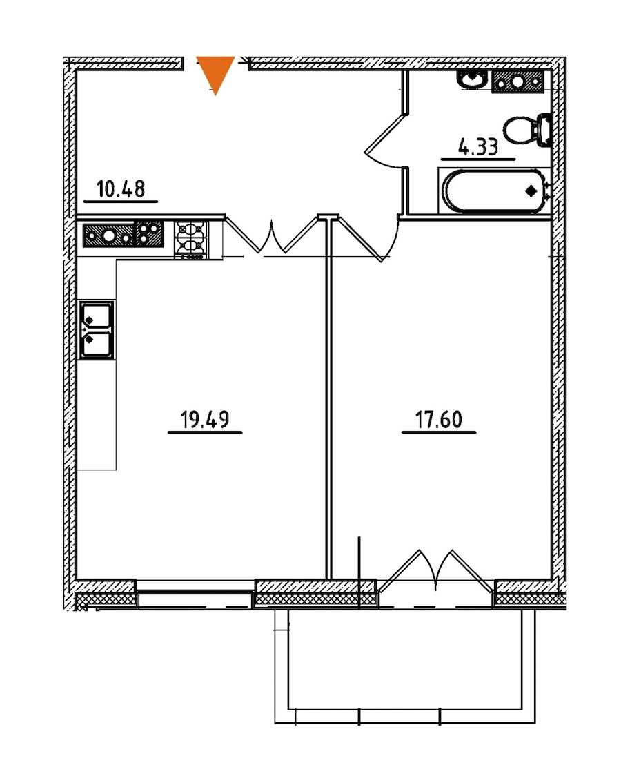 Однокомнатная квартира в : площадь 53.47 м2 , этаж: 7 – купить в Санкт-Петербурге